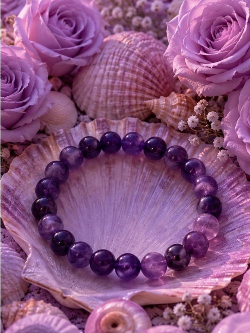 Amethyst Beaded Stone Bracelet
